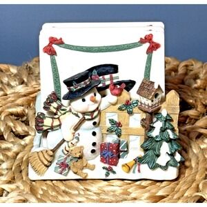 Snowman Family Drink Coaster Set of 6 With Wood Box Holder